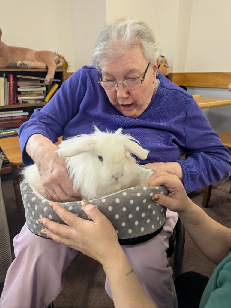 resident with the rabbit