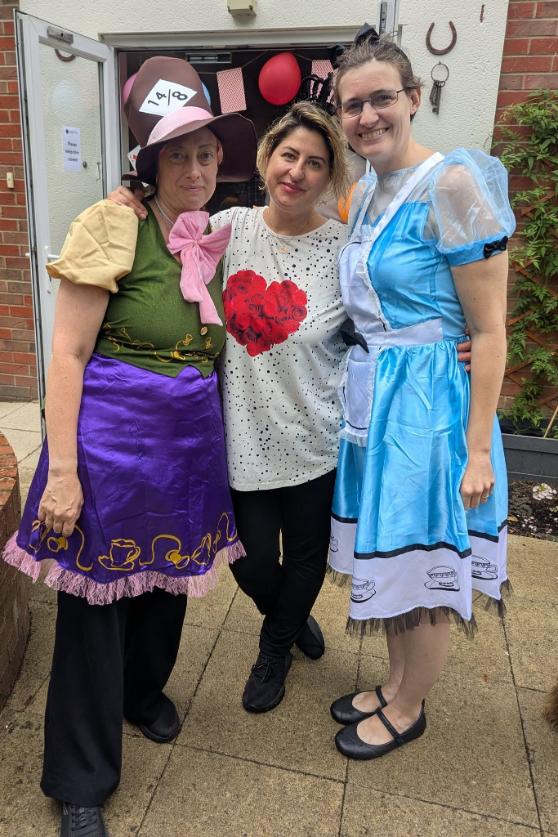 staff dressed up at bbq